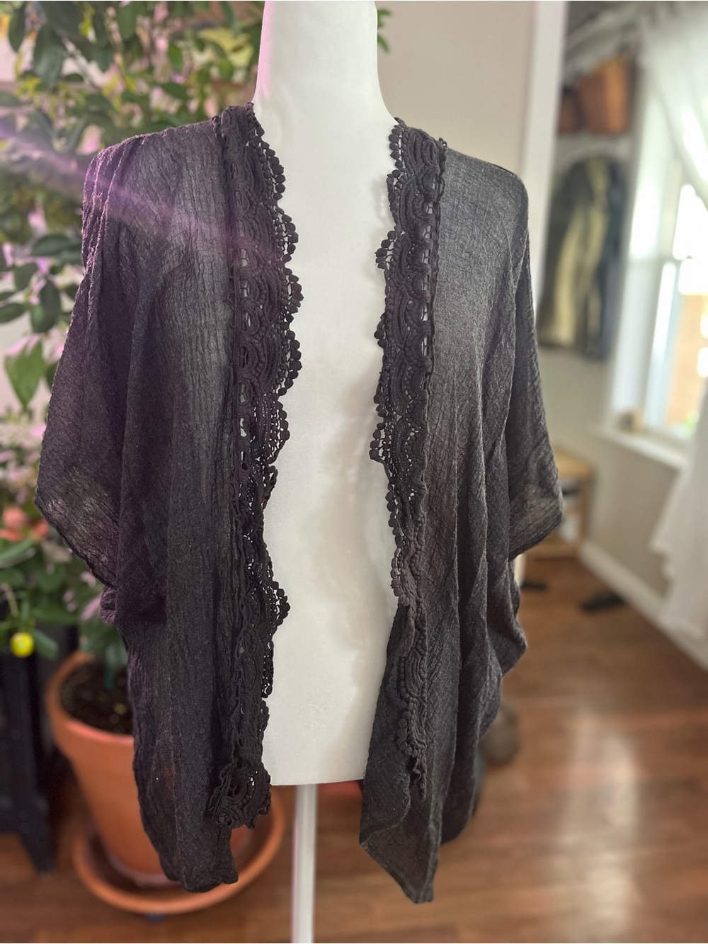 Melrose and Market Black Crochet-Trim Swim Coverup